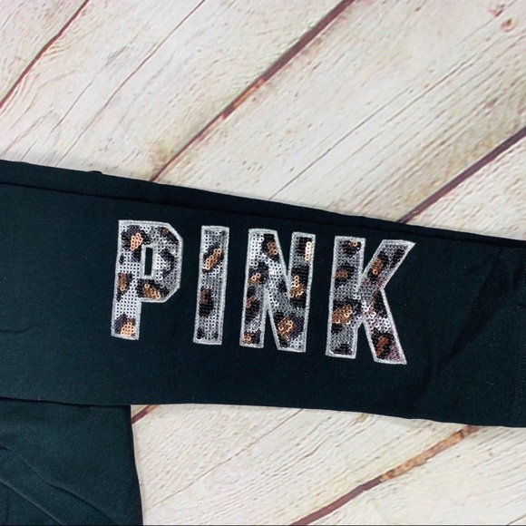 VS Pink Bling Leopard Logo Cotton Leggings - Picture 6 of 8
